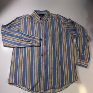 Ralph‎ Lauren Dress Shirt Mens Large Striped Classic Fit Rainbow Colorful Preppy